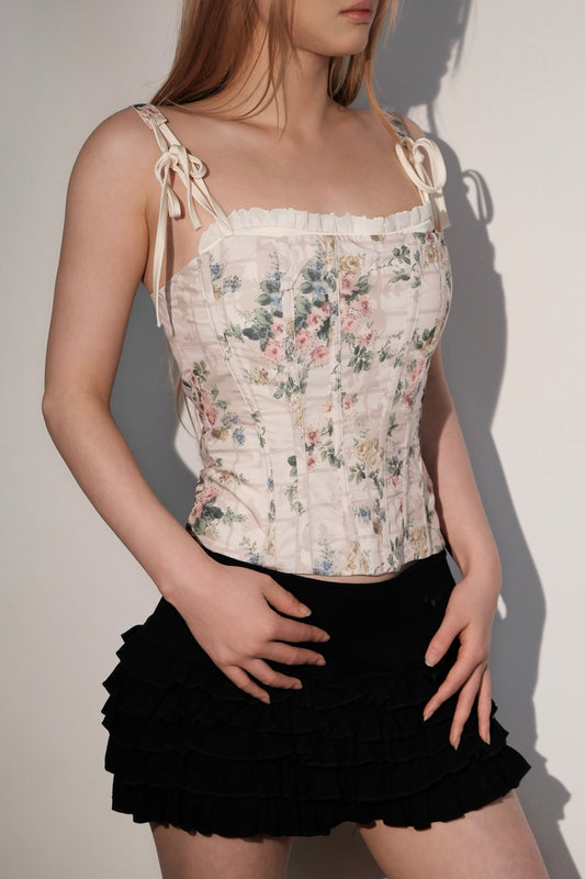 Ditsy Floral Bustier with Structural Boning & Soft Cups