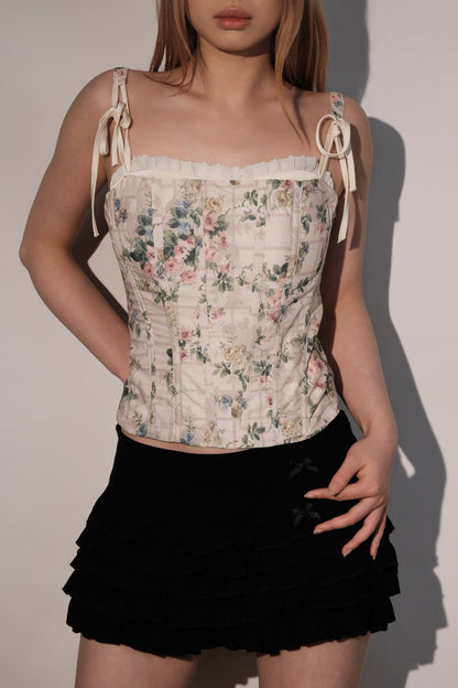 Ditsy Floral Bustier with Structural Boning & Soft Cups
