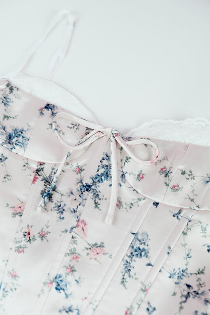 Structured Bustier Floral Slip Dress