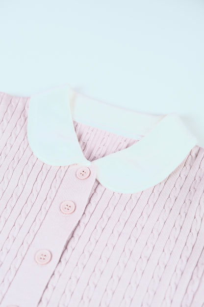 Cropped Knit Top with Doll Collar