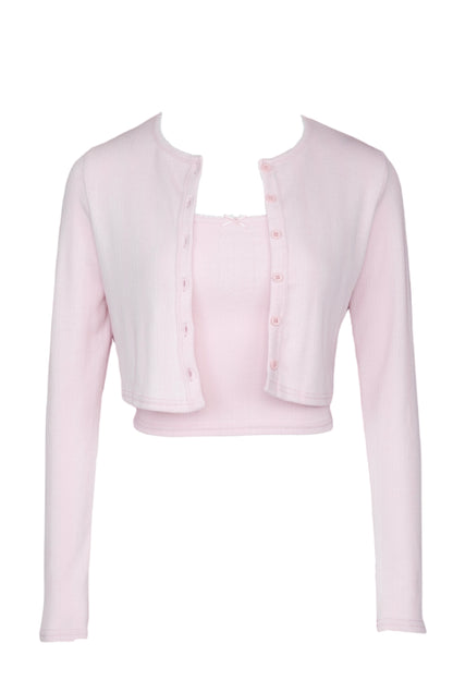 Pastel Pink 3-Piece Loungewear Shorts Set