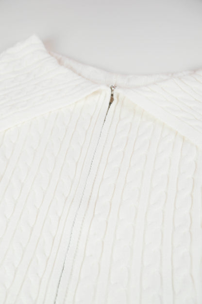 Chunky Cable Knit Sweater with Wide Notch Collar