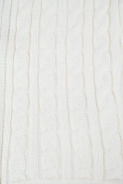 Chunky Cable Knit Sweater with Wide Notch Collar