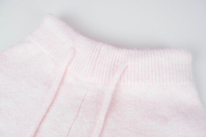 Pink Relaxed-Fit Knit Set with Shorts