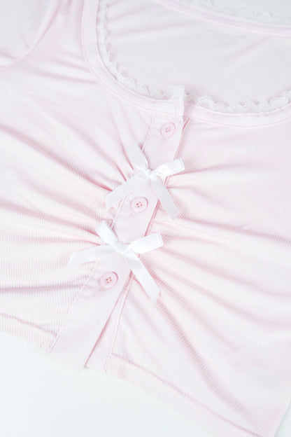 Pink Lace-Trimmed Top