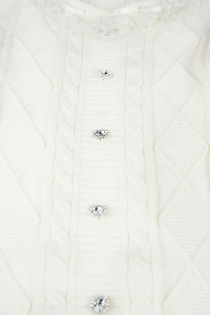 White Lace Knit Sweater Dress