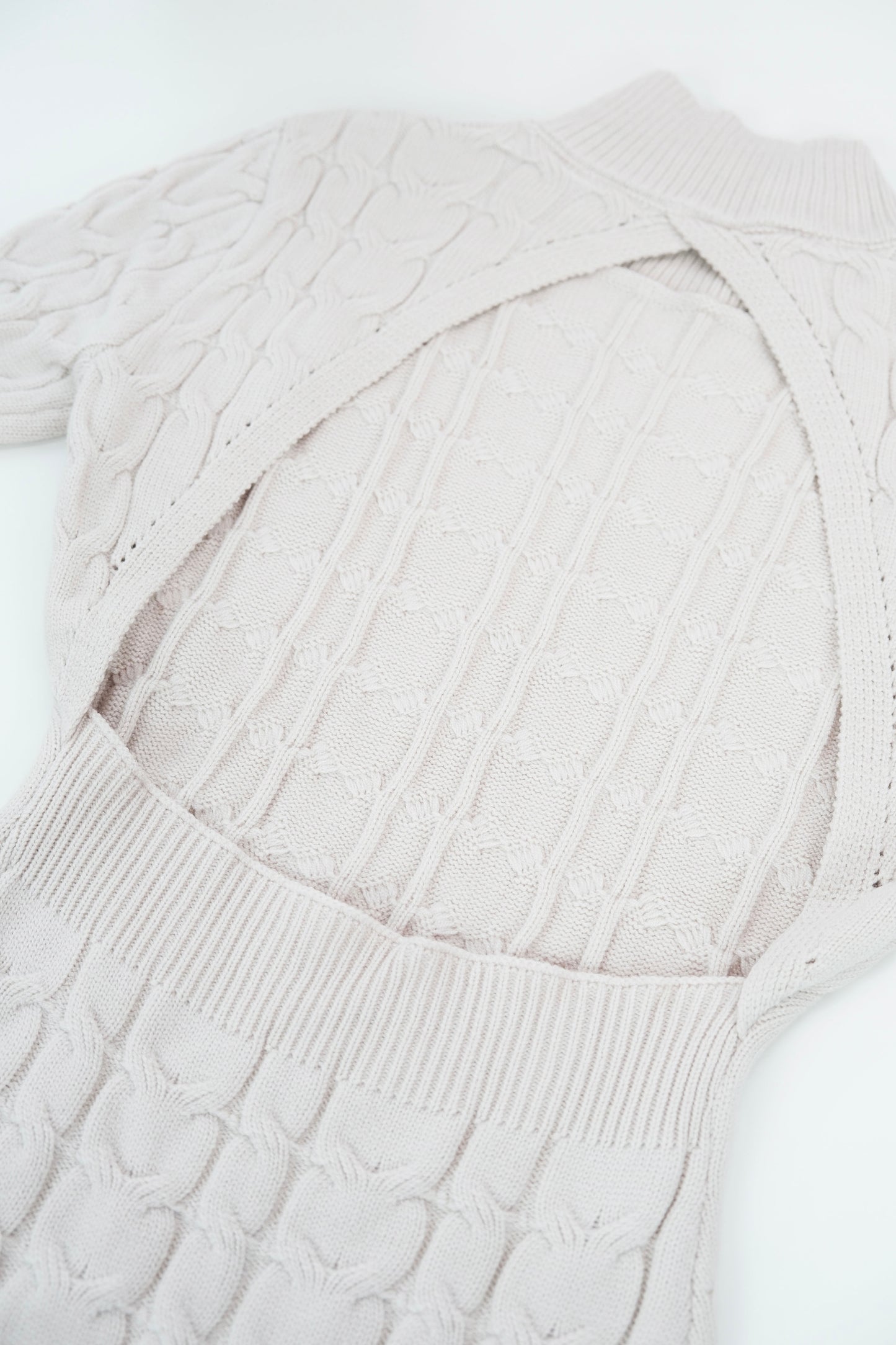 High-Neck Cable Knit Dress with Low Back