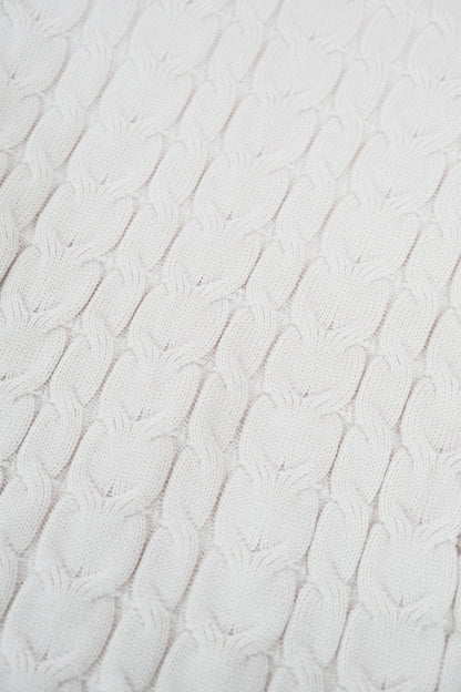 High-Neck Cable Knit Dress with Low Back