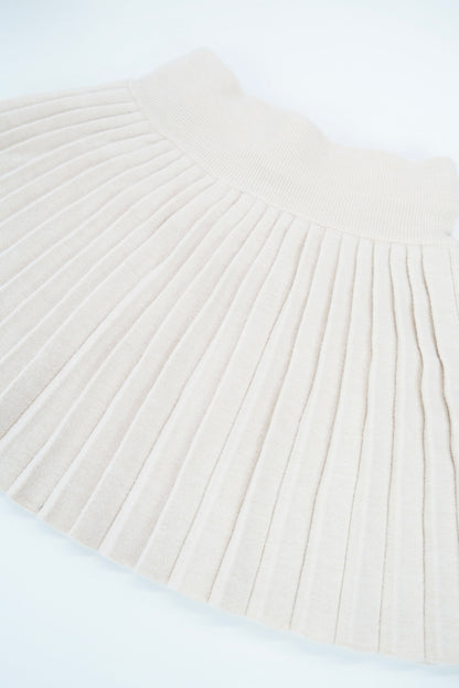 V-Neck Knit Cardigan & Pleated Skirt Set