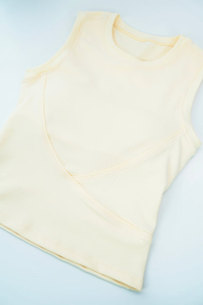 Butter Yellow Yoga Tank Top & Pleated Skirt Set