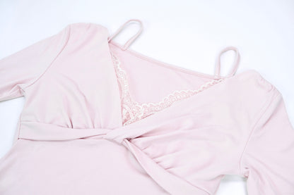 Lace Insert Top with Mock Layered Design