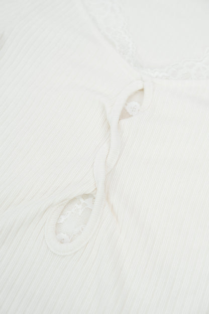 White Lace Long Sleeve Blouse