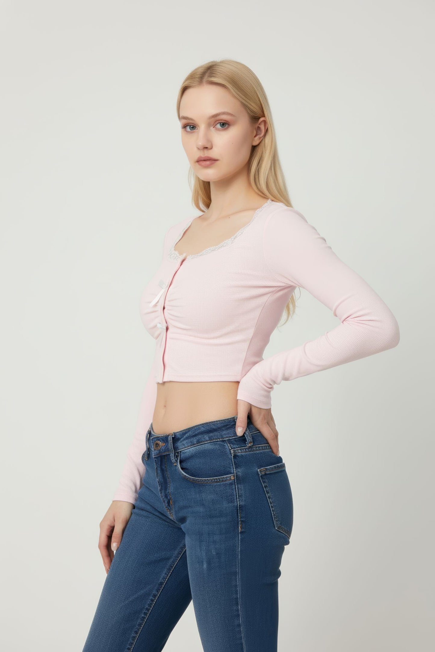 Pink Lace-Trimmed Top