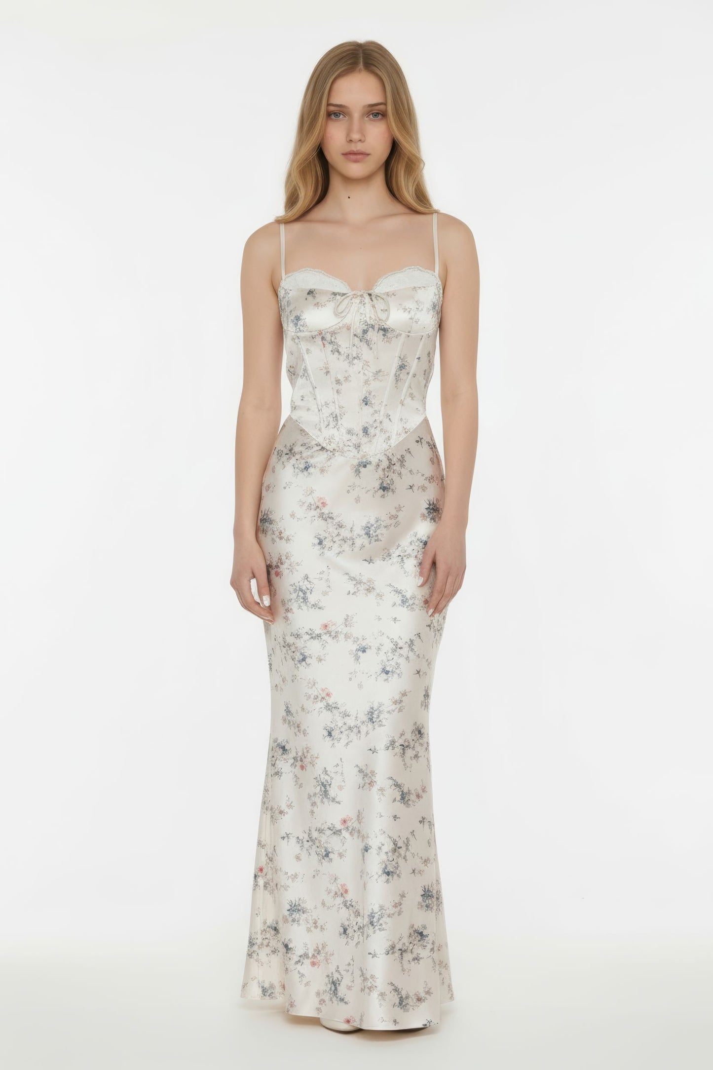 Structured Bustier Floral Slip Dress