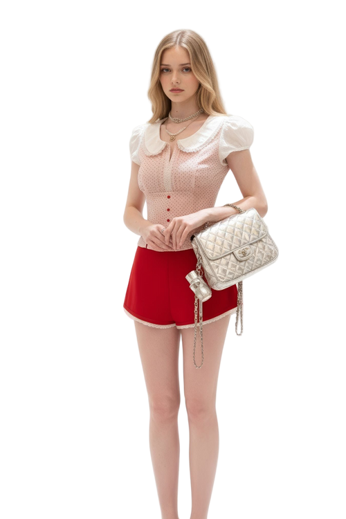 Retro Polka Dot Two-Piece Set Fabric