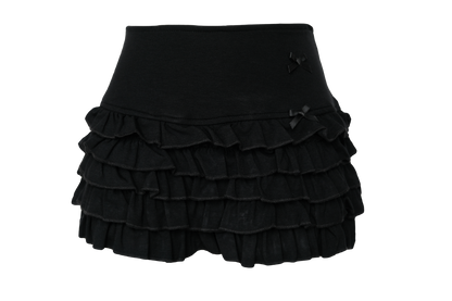 Black Bow Tiered Ruffle Skirt