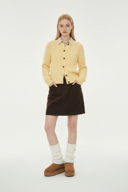 Butter Yellow Cable Knit Cardigan