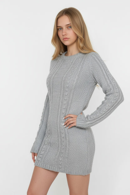 Grey Cable Knit Dress