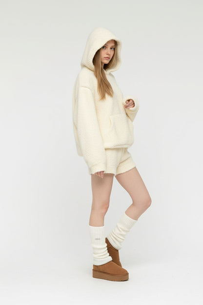 Soft Knit Hoodie and Shorts Two-Piece Set
