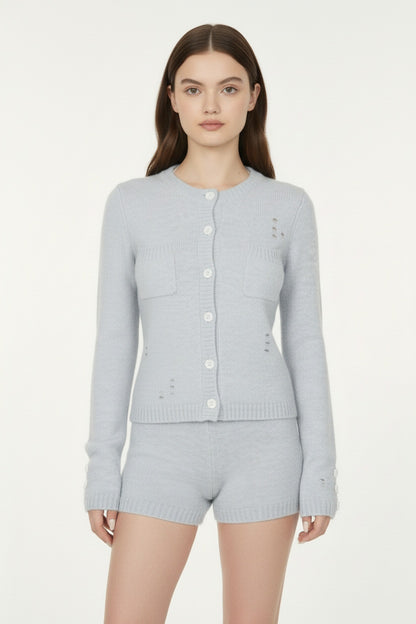 Cozy Wool Cardigan and Shorts Ensemble