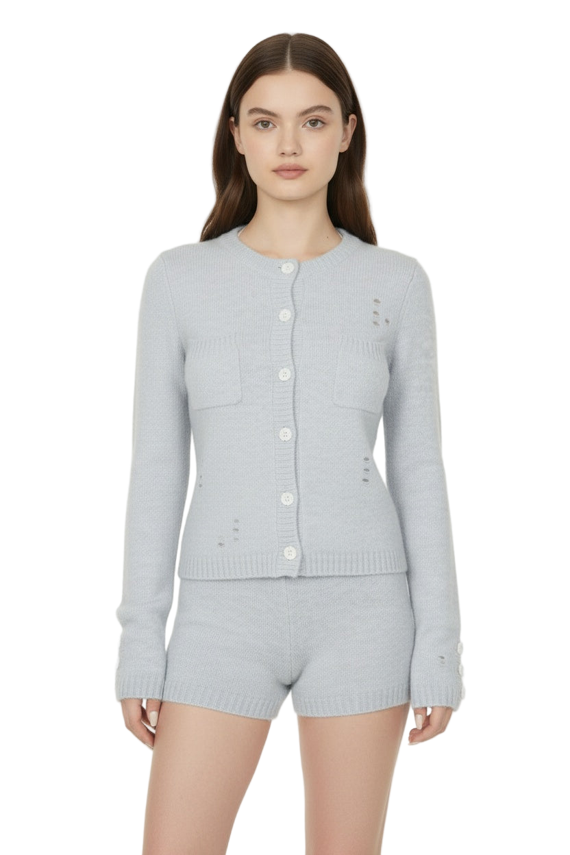 Cozy Wool Cardigan and Shorts Ensemble