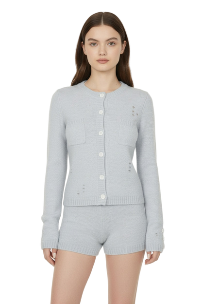 Cozy Wool Cardigan and Shorts Ensemble