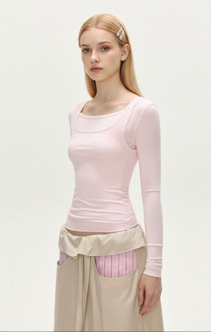 Pink Designer Layered-Look Top