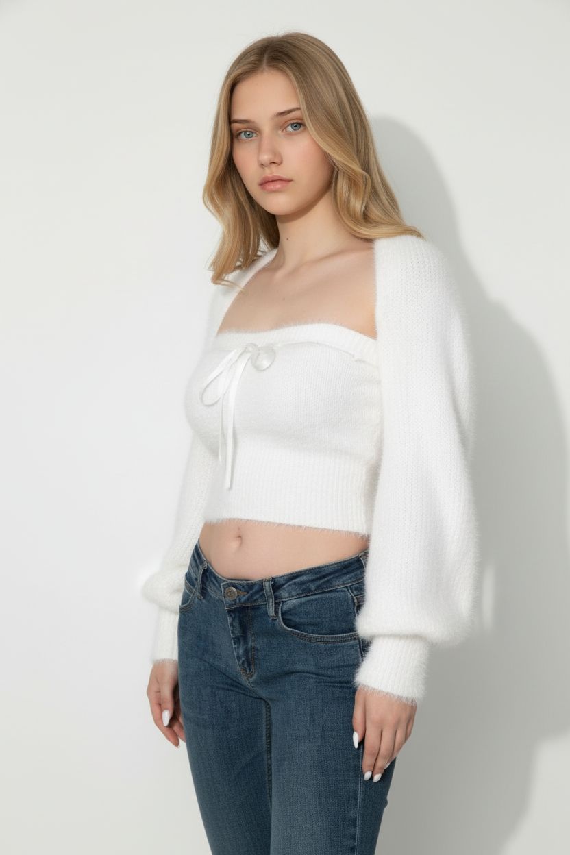 Bow-Tie Strap Knit Tube Top