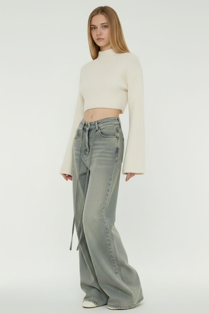 oose Cropped Knit Sweater – Cozy Lazy Fit