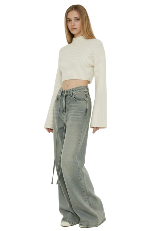 oose Cropped Knit Sweater – Cozy Lazy Fit