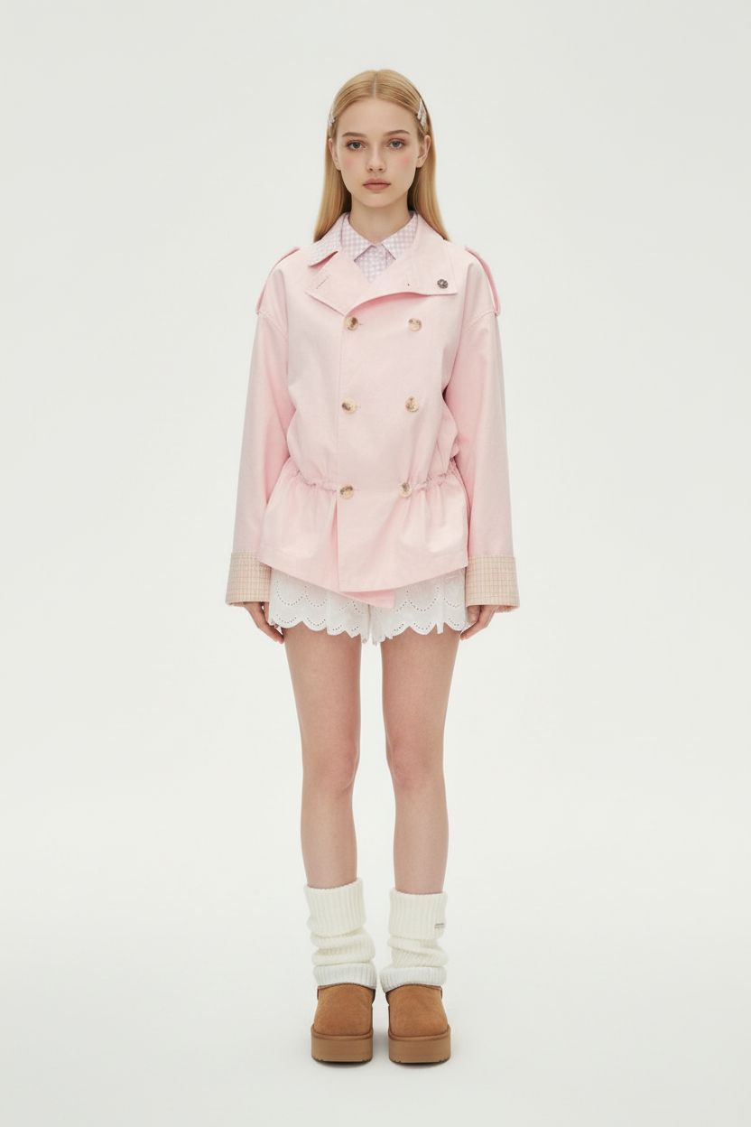 Pink Short Trench Coat