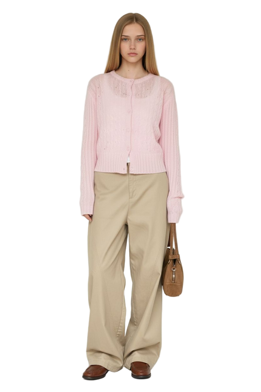 Pink Wool Knitted Cardigan