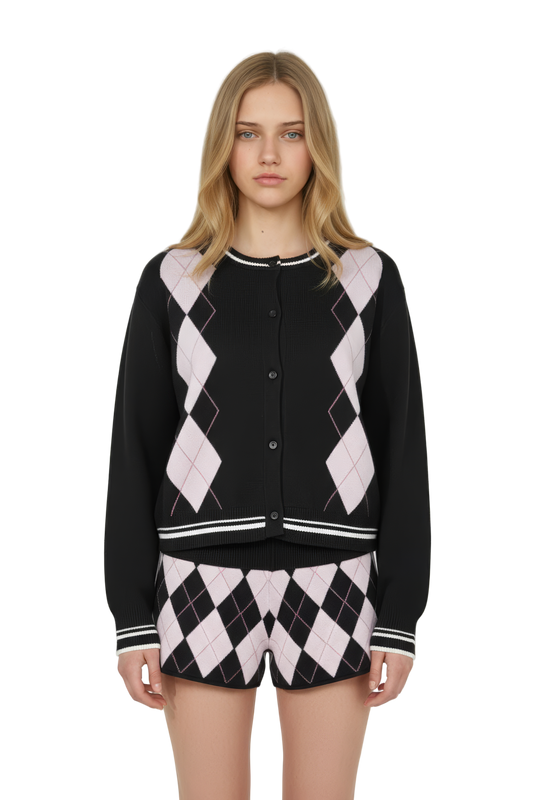 Tartan Print Sweater & Pants Suit