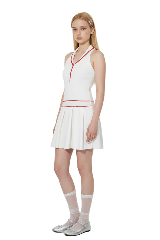 French-Style Sleeveless Pleated Dress