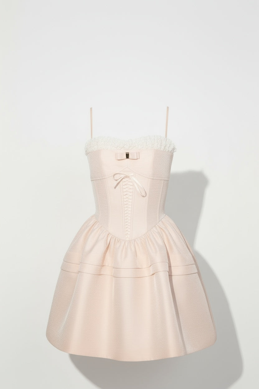 Sweet Bow-Accented Lace Slip Dress