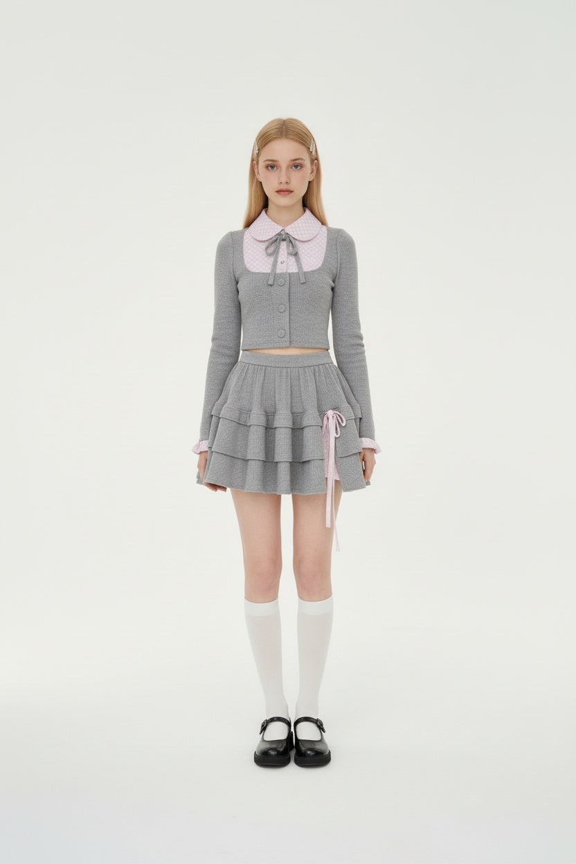 Melange Checkered Two-Piece in Dusty Grey