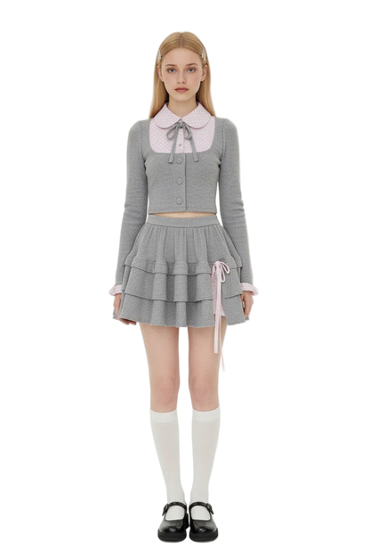 Melange Checkered Two-Piece in Dusty Grey