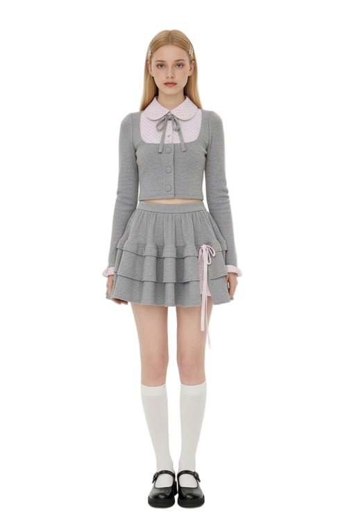 Melange Checkered Two-Piece in Dusty Grey