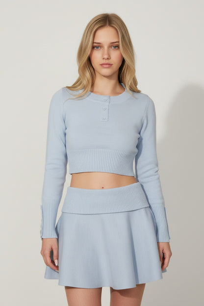 Baby Blue Top & Skirt Ensemble