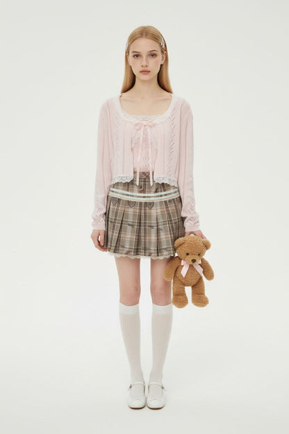 Lace Knit Two-Piece Set – Sweet Cardigan &amp; Inner Top