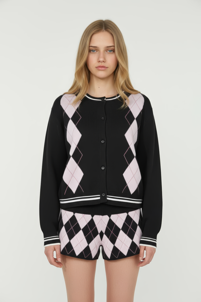 Tartan Print Sweater & Pants Suit