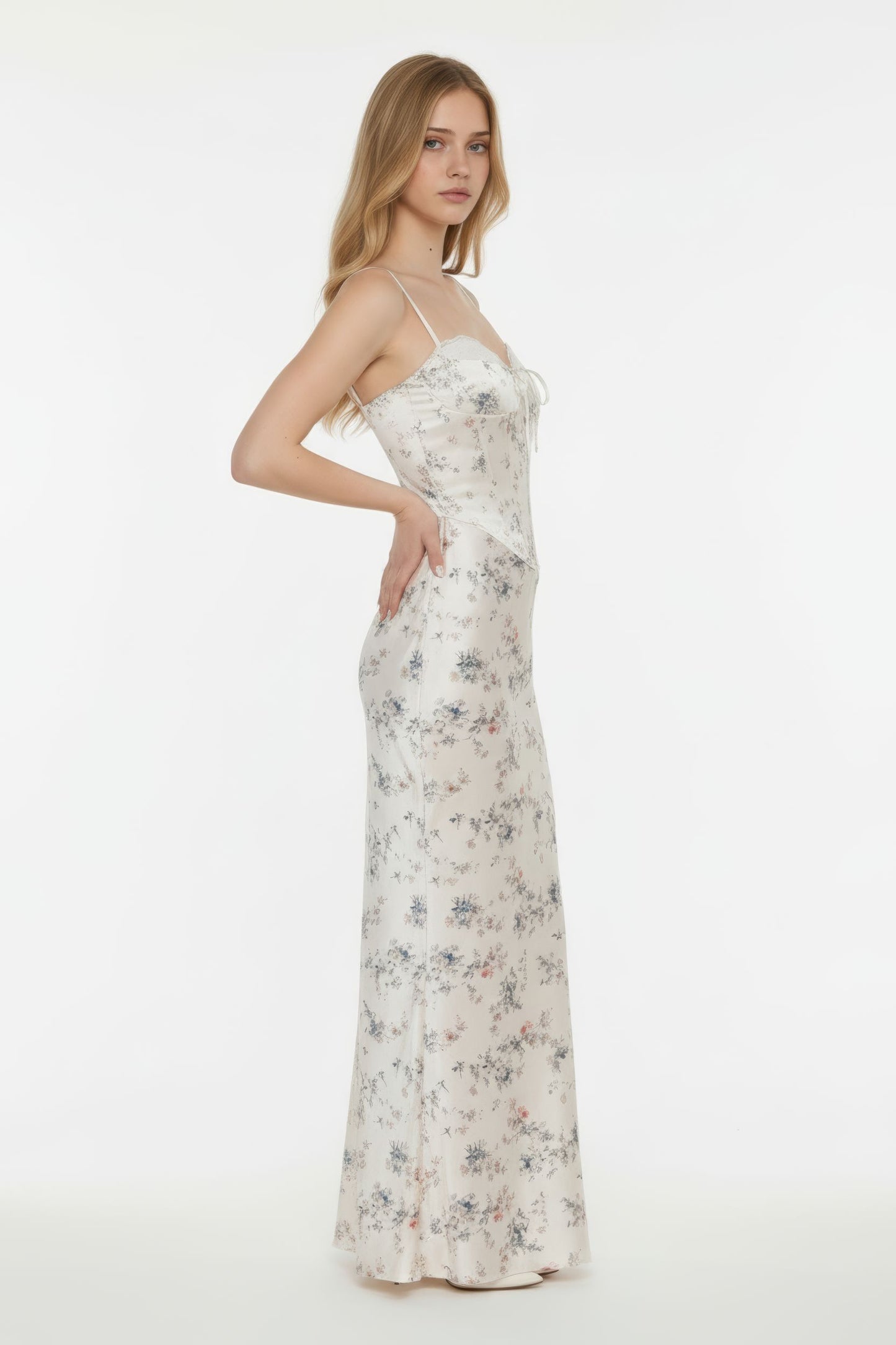 Structured Bustier Floral Slip Dress