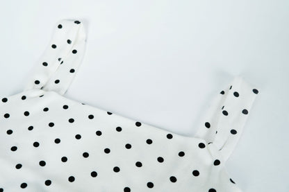 Bow-back black polka dot maxi dress