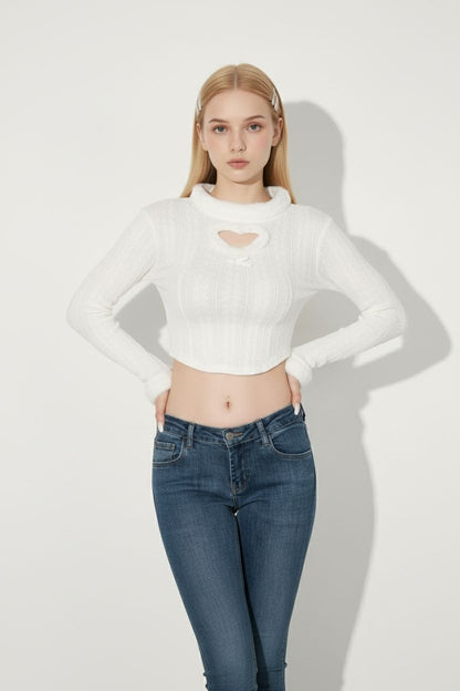 Heart Cutout Cable Knit Sweater