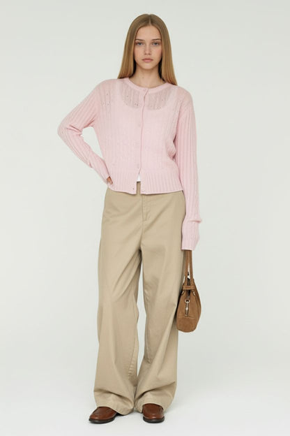 Pink Wool Knitted Cardigan