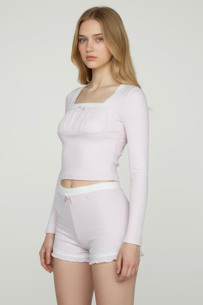 Lace Trimmed Two-Piece Loungewear