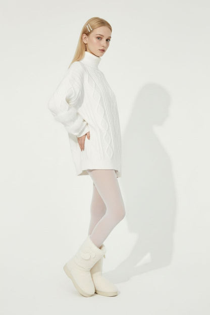 Loose Furry Patchwork Cable Knit Sweater