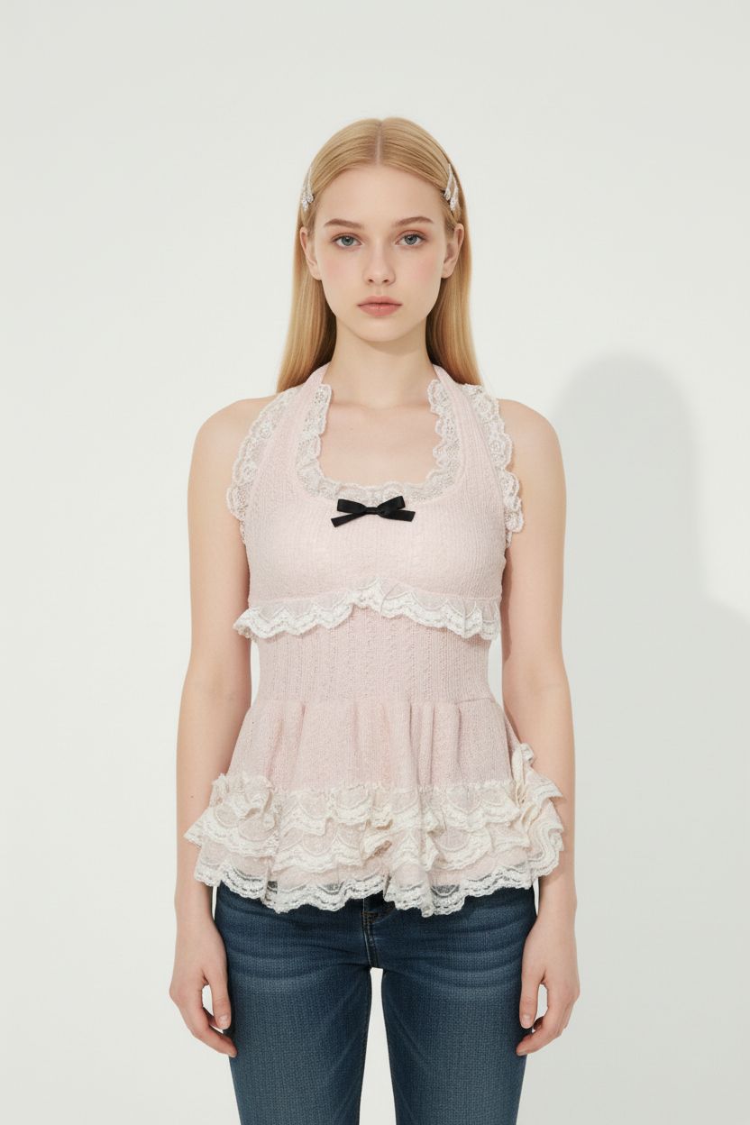 Pink Lace-Trim Camisole