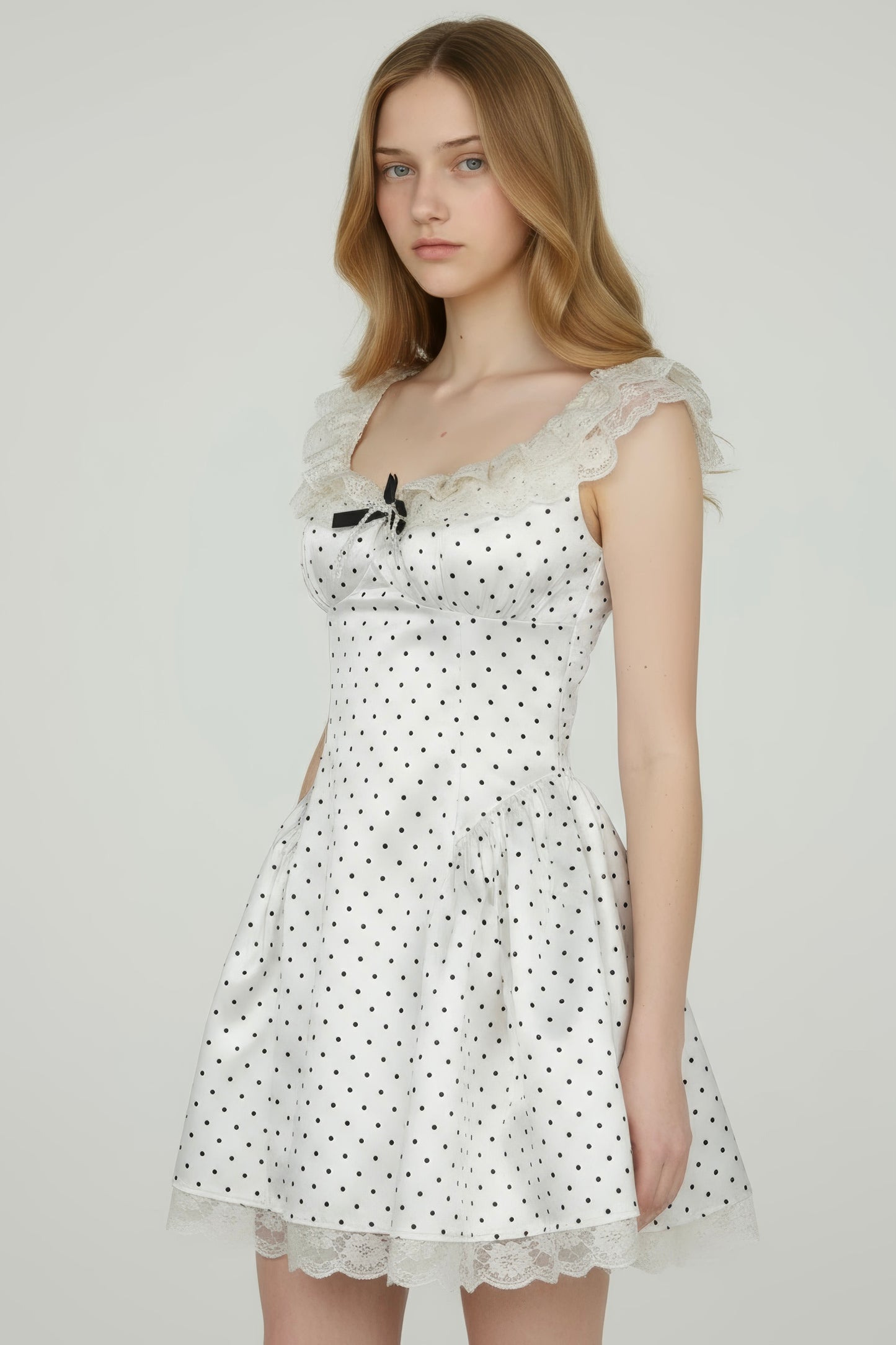 Polka Dot Satin-Slip Dress