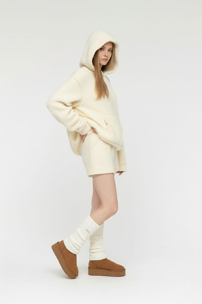 Soft Knit Hoodie and Shorts Two-Piece Set